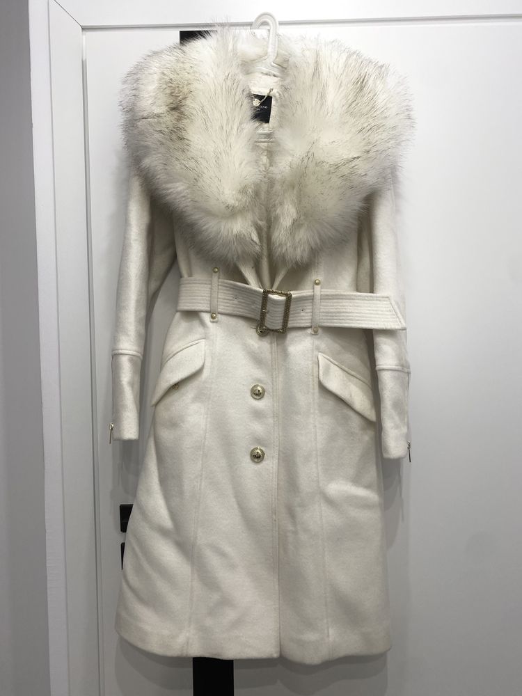 Futro GUESS Marciano Alice Coat białe wełna S/M