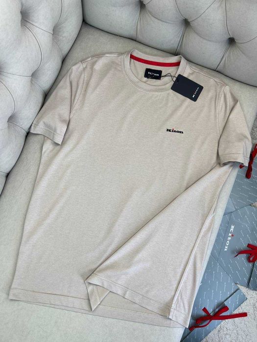 Мужская футболка Kiton бежевая футболка синяя футболка серая Китон