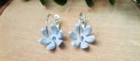 Kolczyki koła srebrne błękitne niebieskie akrylowe kwiaty ślubne