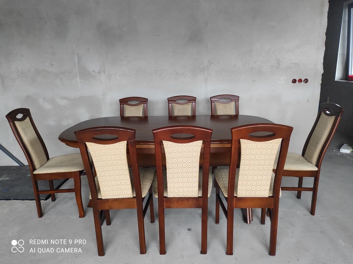 Piękny masywny stół 3m rozłożony i 8 krzeseł  DOWÓZ WYSYŁKA