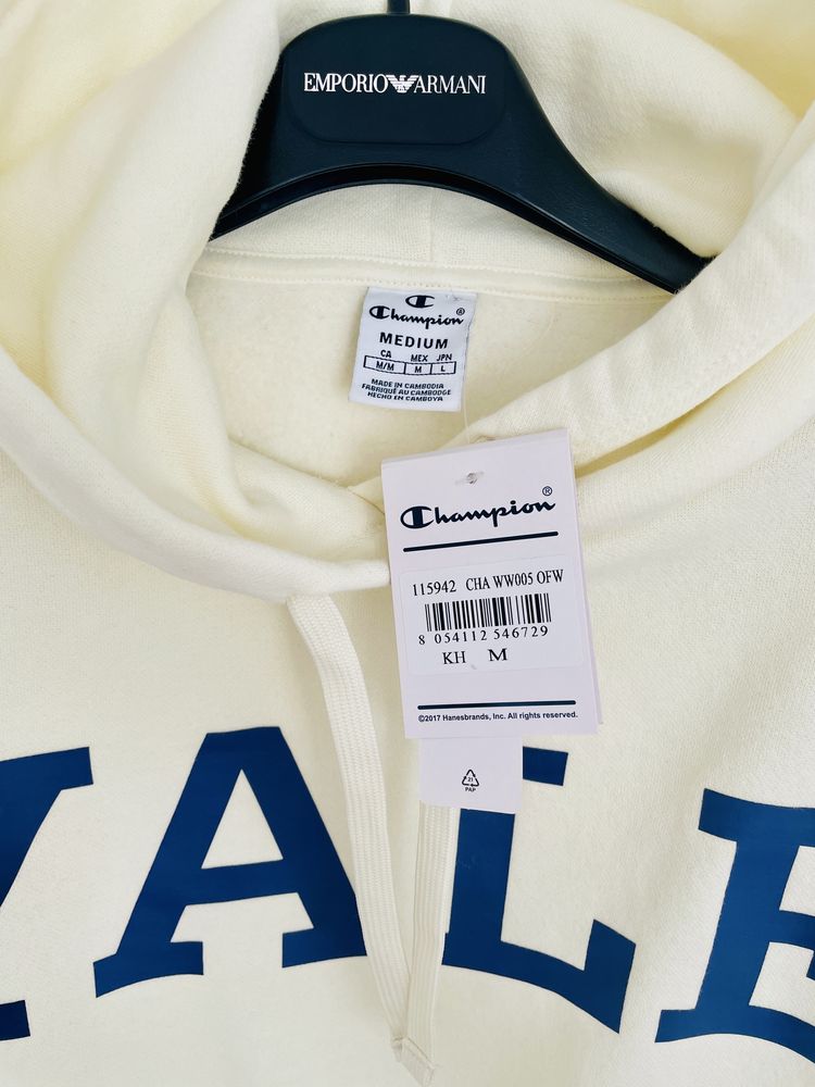 Champion Bluza z kapturem Hoodie Yale College cream off-white M 38 40