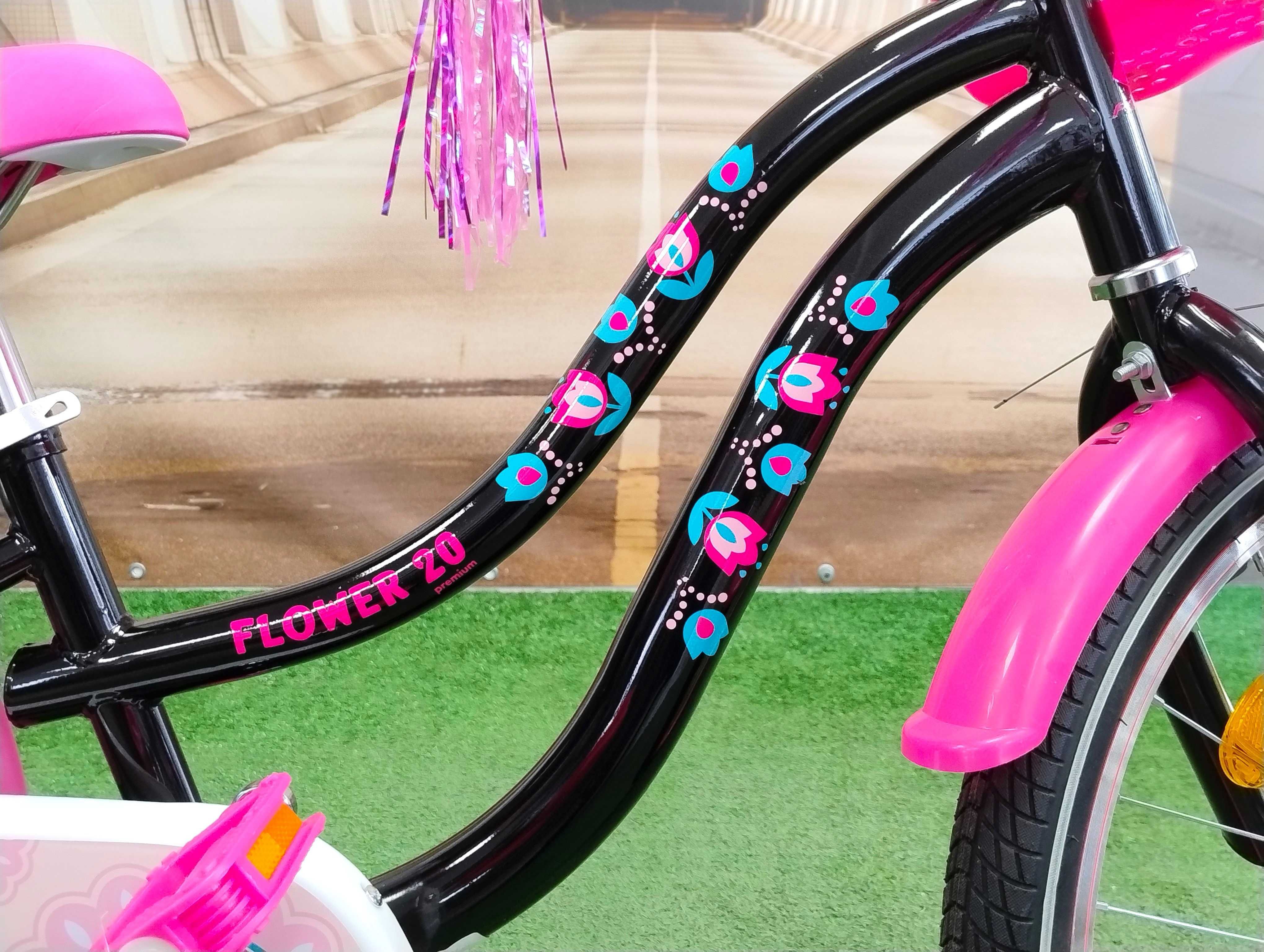 Rower dziecięcy dla dziewczynki Flower koło 20" + DODATKI