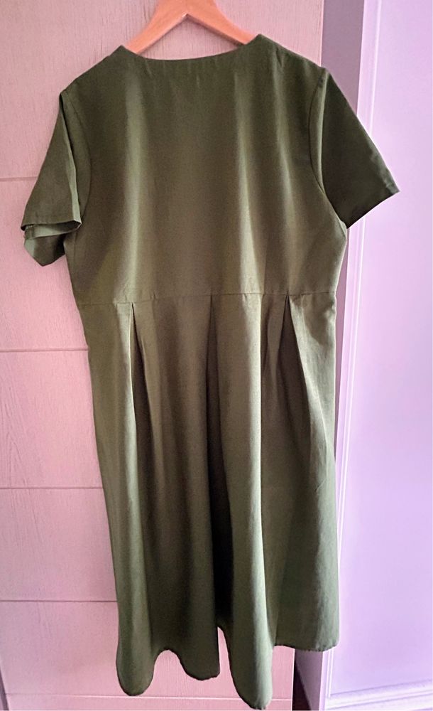 Super cena! Elegancka, luźna sukienka maxi, XL, nowa, len, bawełna