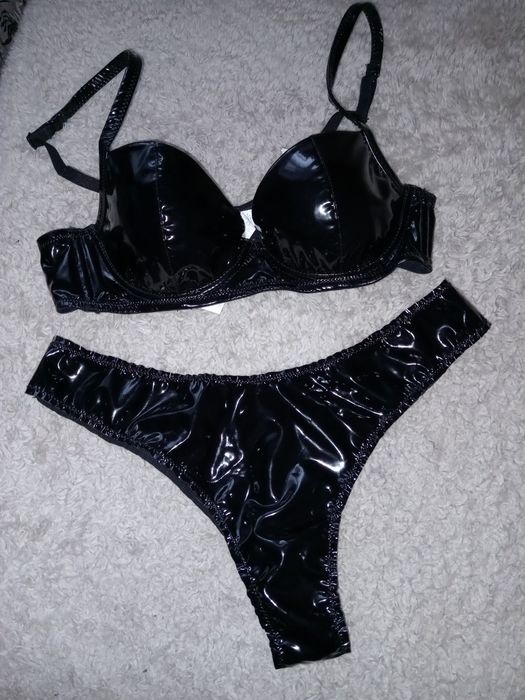 Лаковий комплект, жіноча еротична білизна, комплект