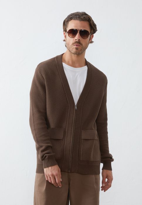 Kardigan na zamek brązowy Pier One S