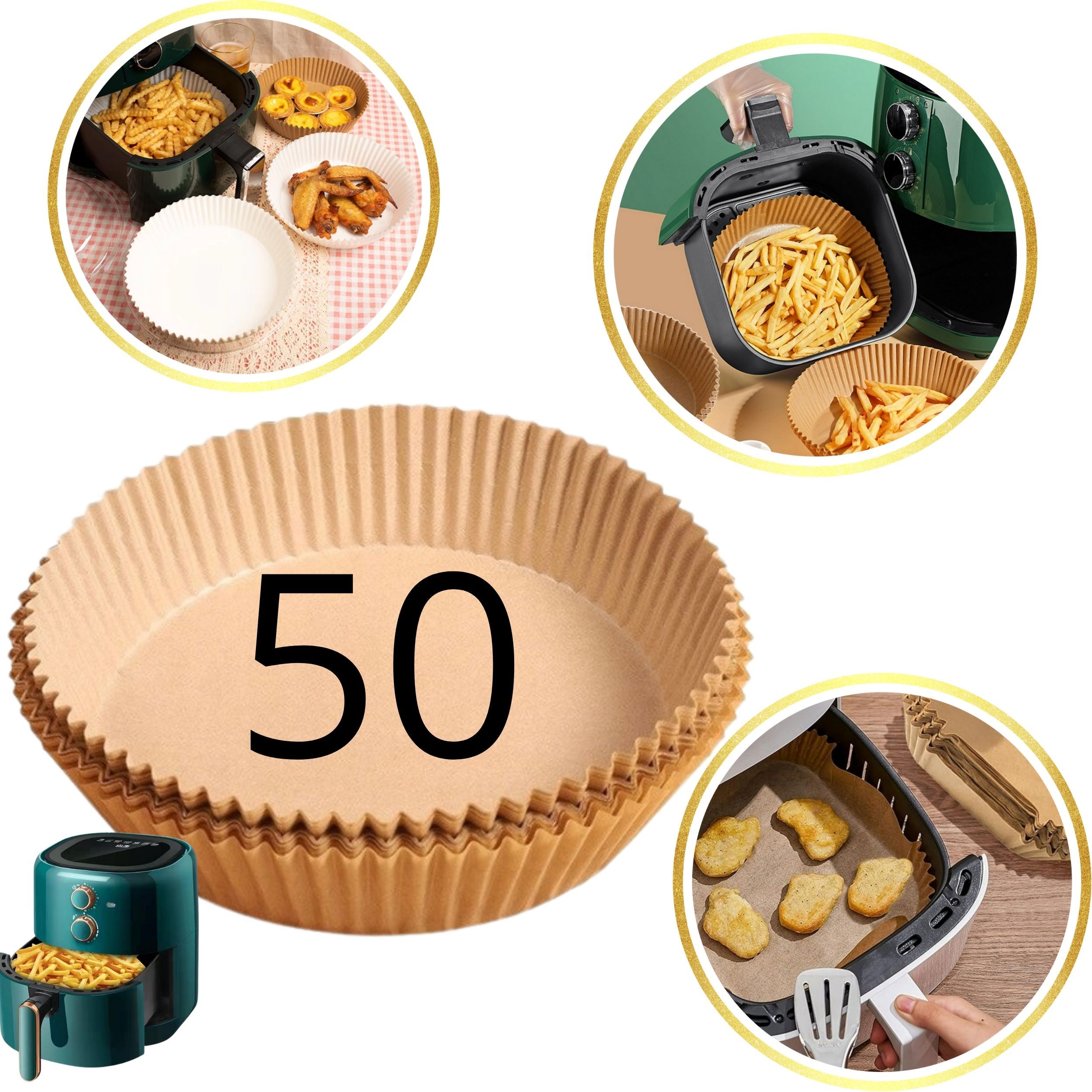 Wkład papierowy do frytkownicy Air Fryer Do Pieczenia Okrągły 50szt