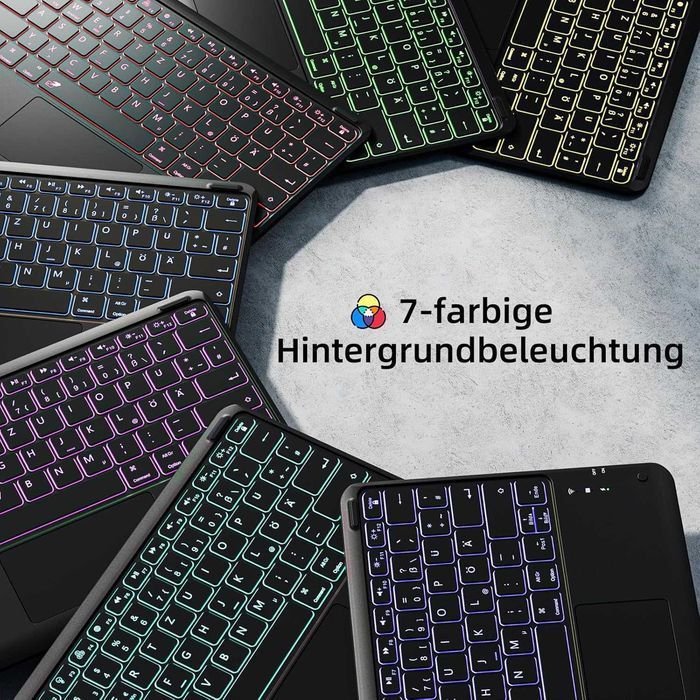 Vobafe etui klawiatura bluetooth touchpad LED iPad Pro 12,9' 3/4/5/6