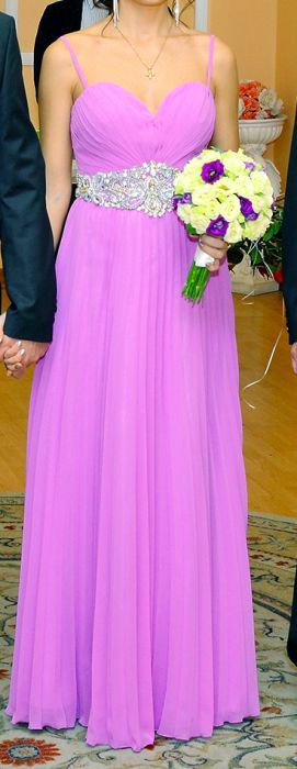 Платье вечернее свадебное выпускное плиссированное сиреневое в пол