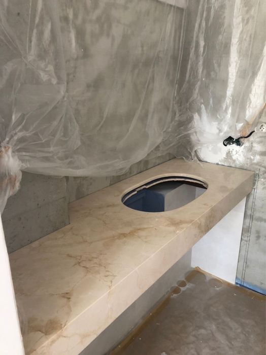 Столешница в ванную, столешница из мрамора, гранита, кварца, керамики,