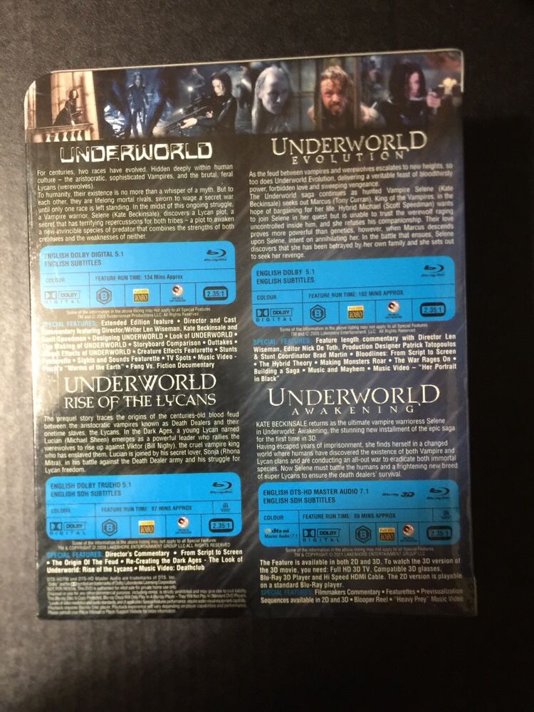 Underworld Quadrilogy - blu-ray dvd box set - selado