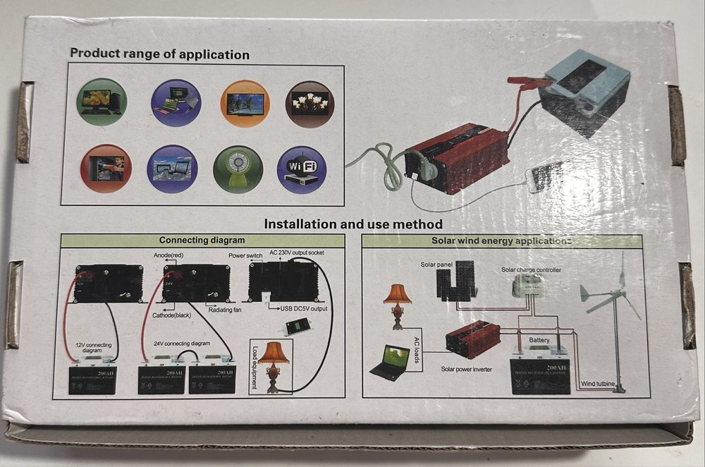 Conversor inverter 12v para 220v auto 800w