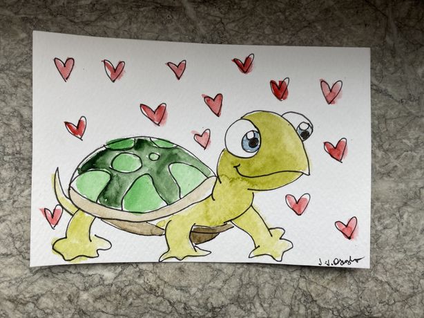Kartka okolicznościowa żółwik miłość walentynki