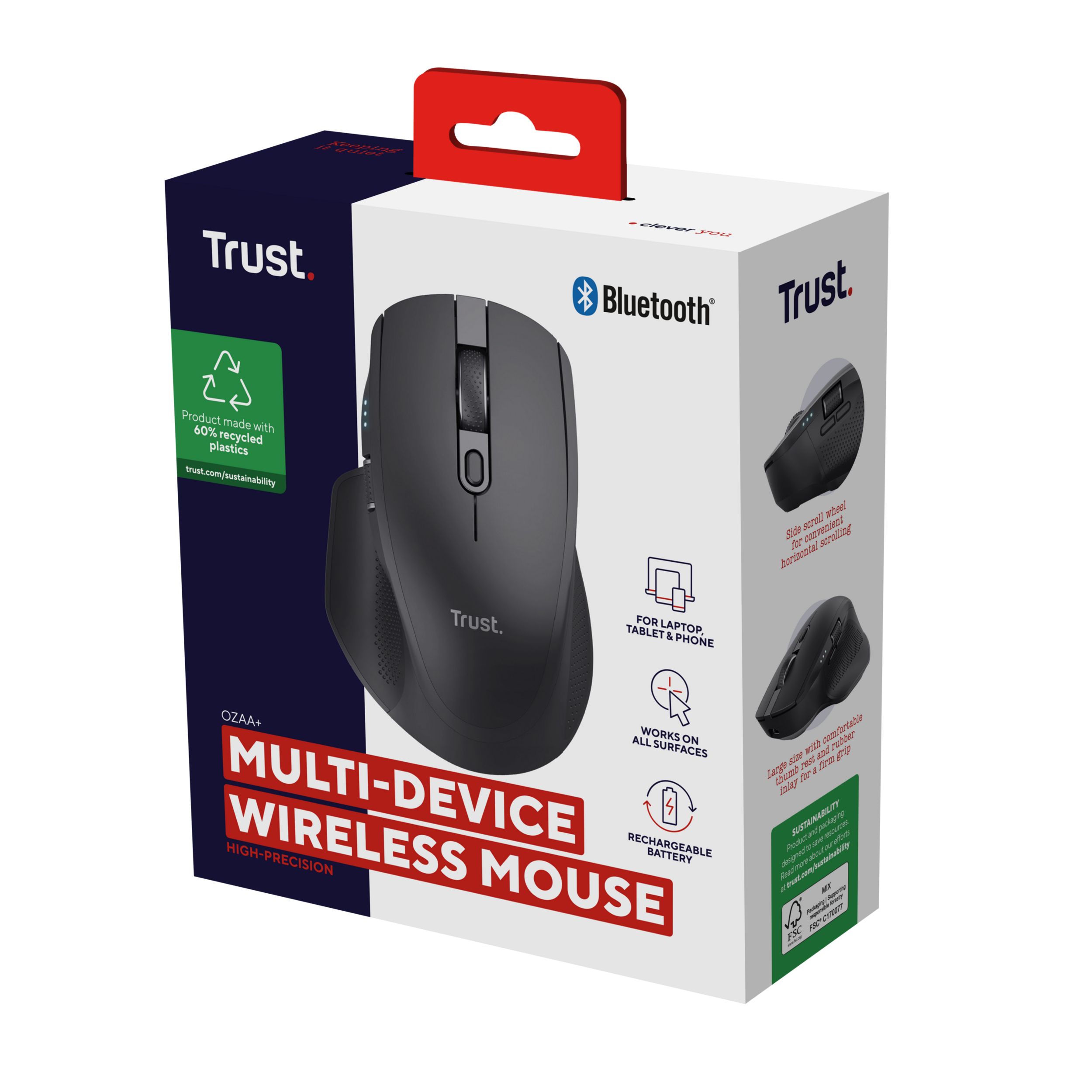 trust bezprzewodowa mysz ozaa+ multi-connect
