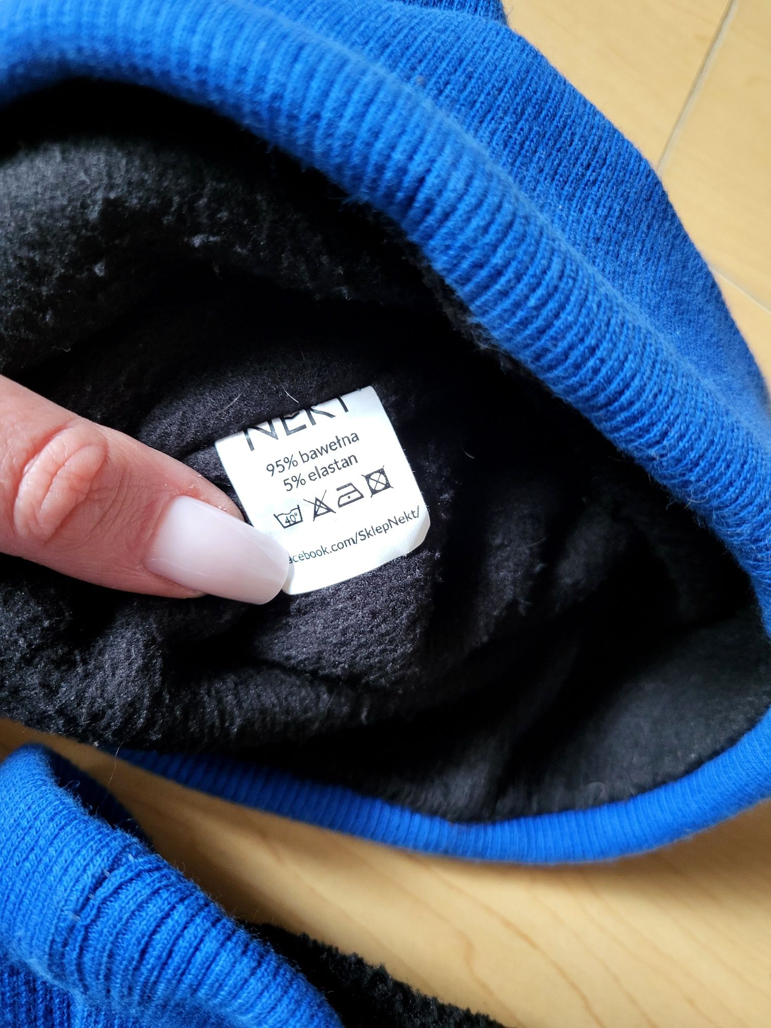 Czapka i komin niebieska chabrowa jesienno zimowa prążek Nekt 3-5 lat