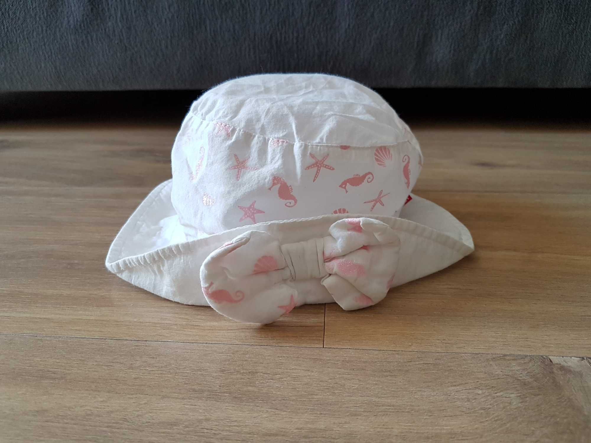 BROEL biały bawełniany kapelusz dziewczęcy z kokardą 51cm