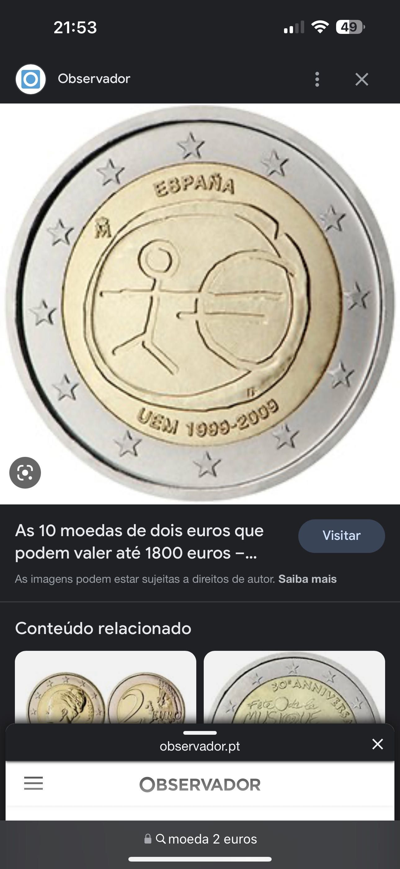 Vendo moeda comemorativa 2 euros Espanha  rara.