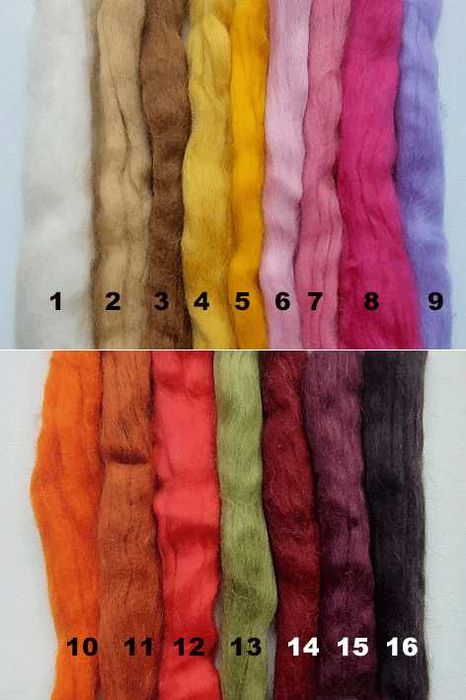 Wełna do filcowania merynos 18μm , wyczesy wełniane, wełna czesankowa