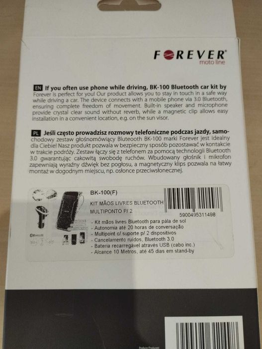 Kit de mãos livres para automóvel por Bluetooth – Forever BK-100