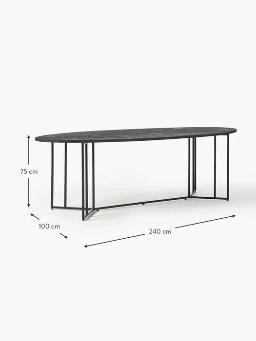 Owalny stół do jadalni z drewna mangowego Westwing Luca 240x100cm