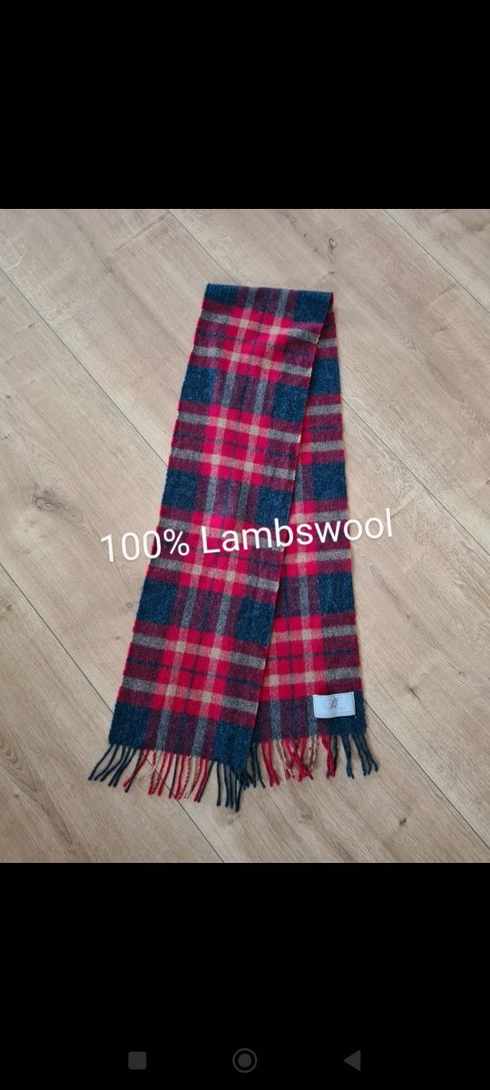 Szal szalik 100% lambswool klasyczna krata 164/22 edinburgh