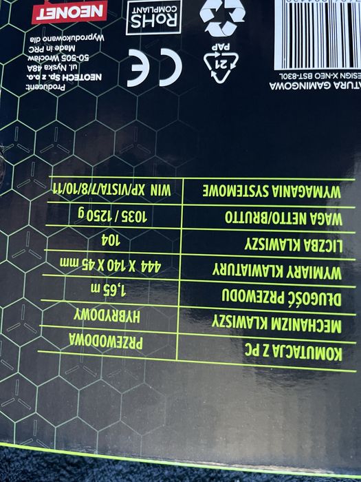 Klawiatura XNeo mechaniczna +myszka neo 8000 dpi