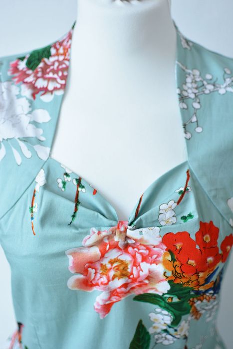 Miętowa Sukienka retro pin up vintage w kwiaty