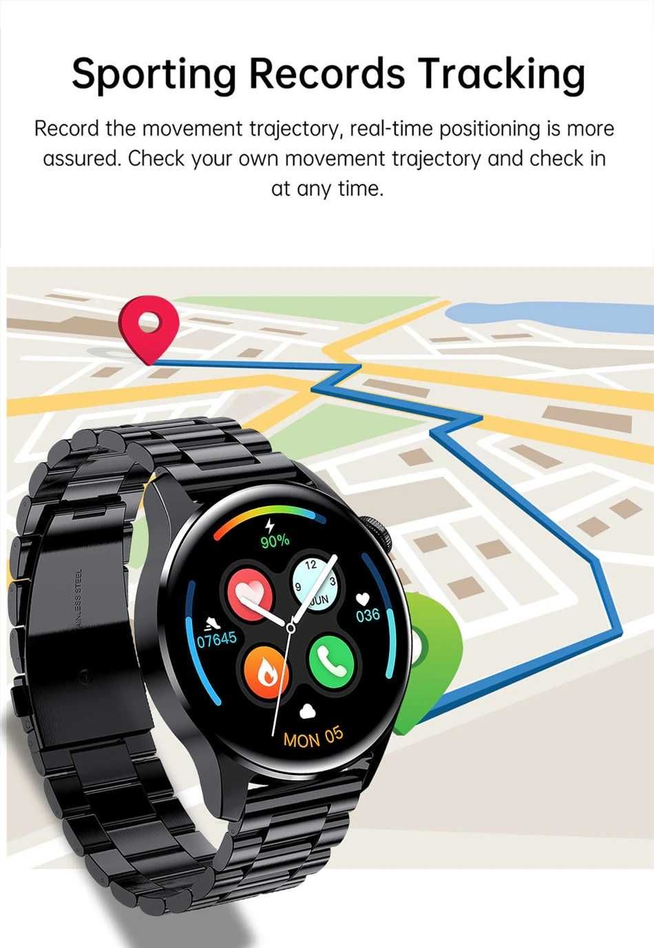 SmartWatch I29 telefon BT, tętno, ciśnienie, O2, powiadomienia, PL