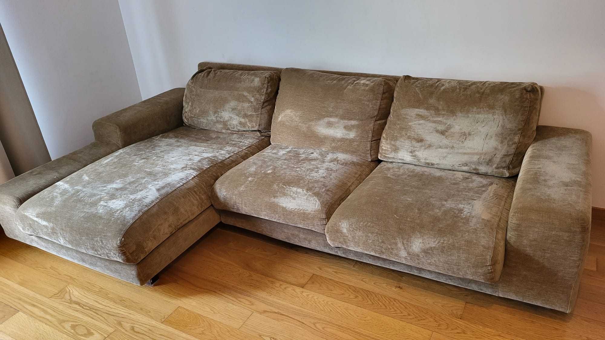 Sofá chaise longue em tecido bege