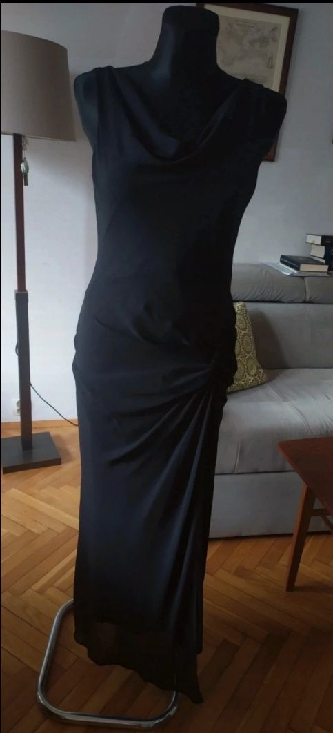 Wallis nowa długa czarna sukienka złożona z 2 warstw.