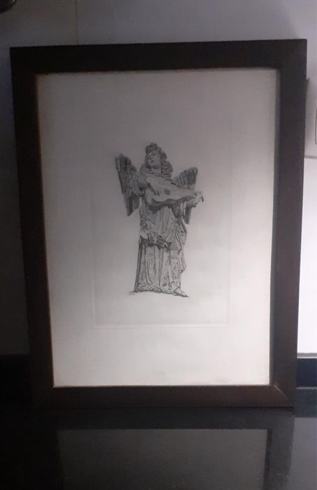 Quadro de uma gravura de um anjo