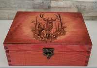 Prezent dla myśliwego Pudełko drewniane Szkatułka Grawer Jeleń