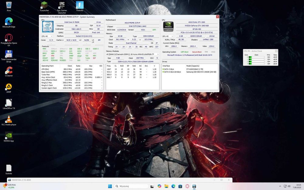 Gamingowy Intel i5/20GbDDR/SSD+HDD1Tb/GeForceGTX1060-6Gb
