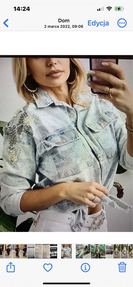 Śliczna koszula jeans D sche - piekne zdobienia  r, L/Xl