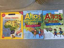 Atlas Polski i świata z naklejkami i okienkami dla dzieci