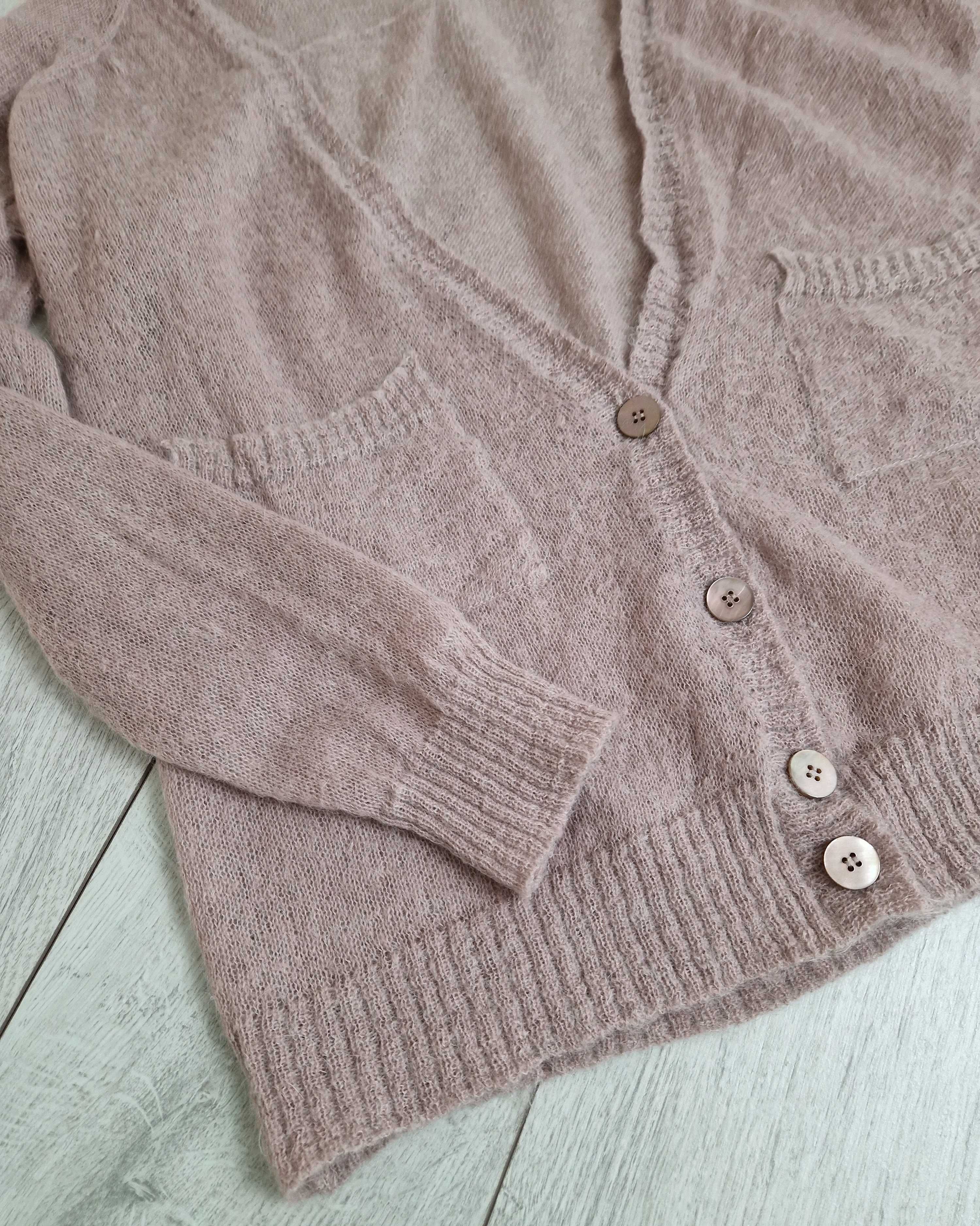 Liu Jo pudrowy wełniany moherowy kardigan sweter oversize S