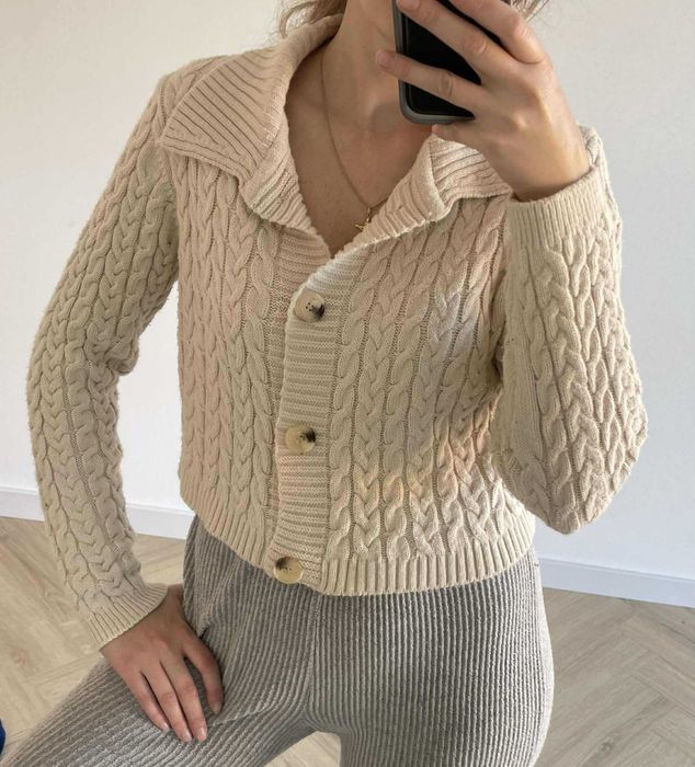 Trendyol kardigan sweter kremowy ecri 38 m l oversize