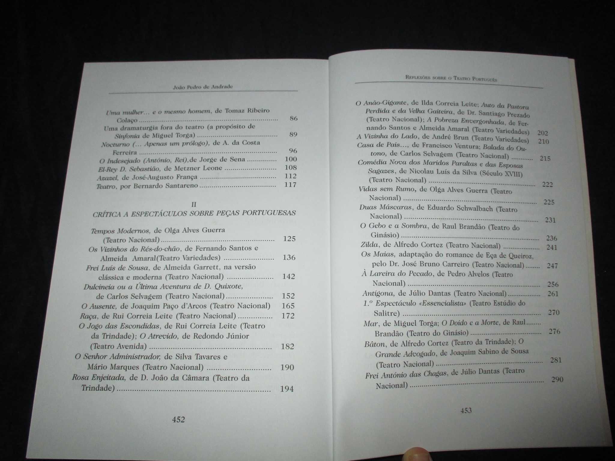 Livro Reflexões sobre o Teatro Português João Pedro de Andrade