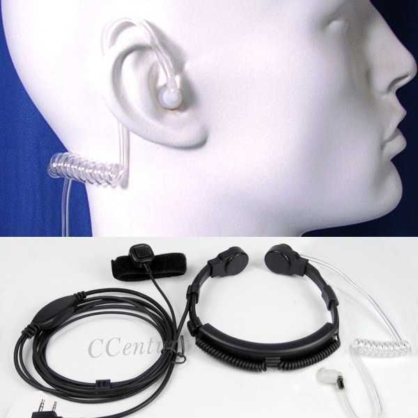 Laringofone PTT Auricular Ajustável Silicone p/Baofeng Kenwood Retevis