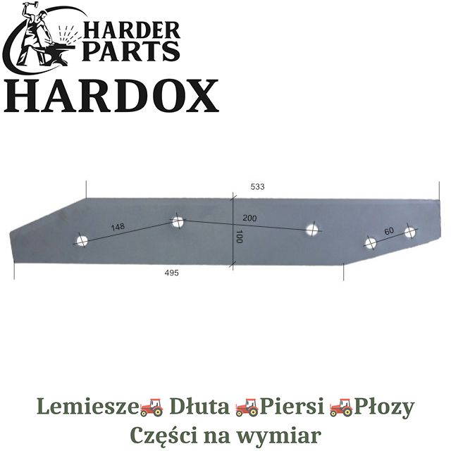 Płoza długa Rabewerk HARDOX 2701.1600 części pługa 2Xlepsze niż Borowe