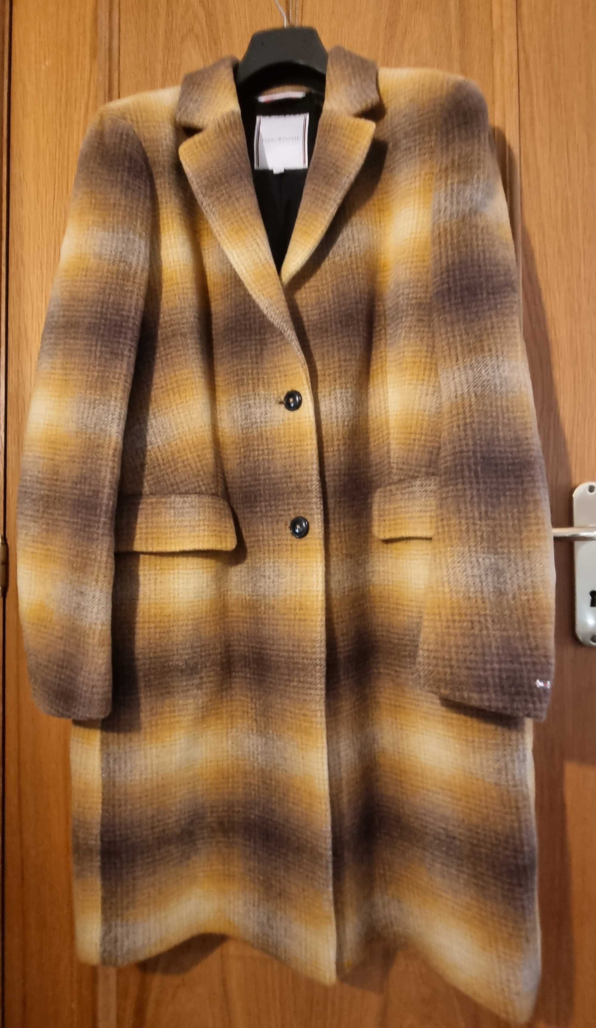 Casaco com mistura de lã, amarelo e castanho TOMMY HILFIGER