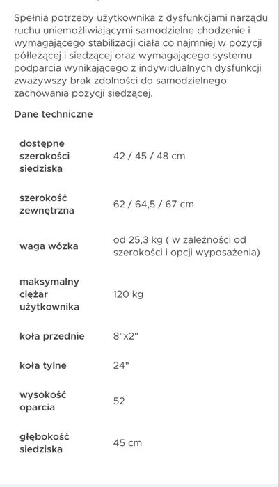 Wózek  inwalicki leżakowy