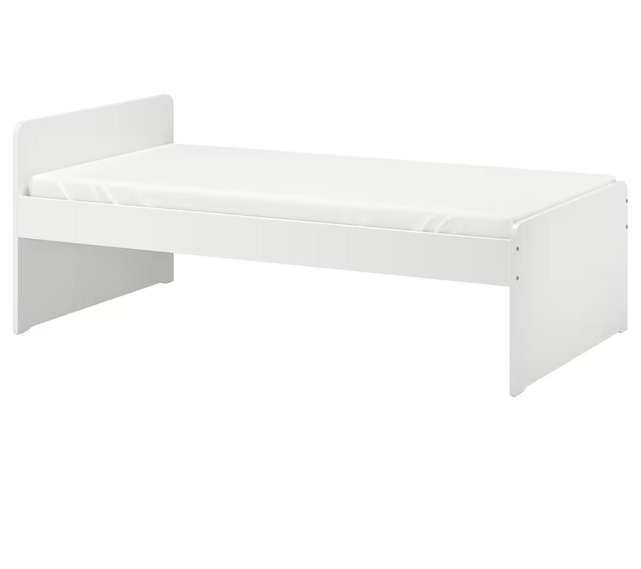 Estrutura cama c/estrado ripas, branco, 90x200 cm