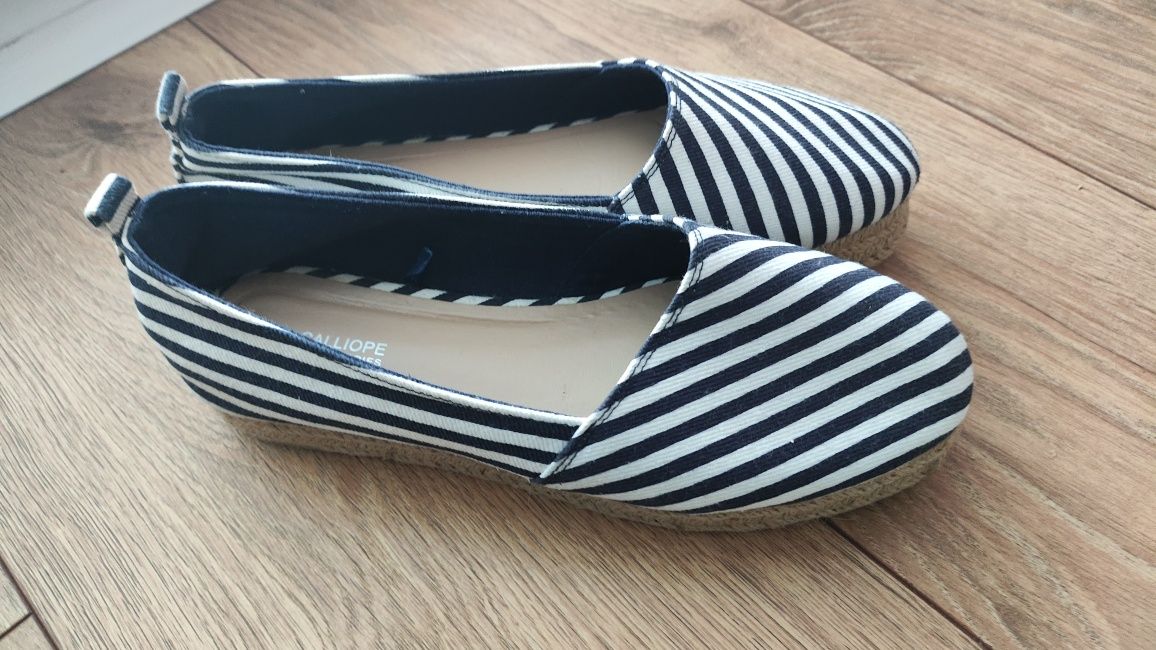 Espadryle, marynarski styl, platforma, wysoka podeszwa