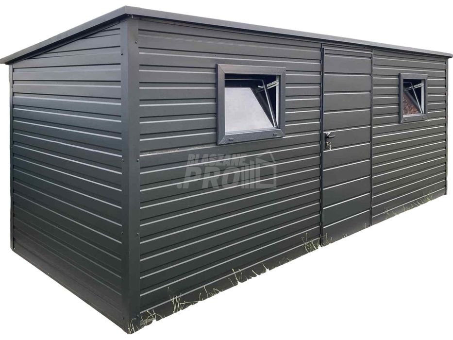 Schowek - Domek Ogrodowy 5x2m 2x okno - antracyt  spad w tył GP619