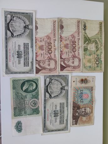 Zestaw banknotow kolekcjonerskich stare banknoty 7 szt.