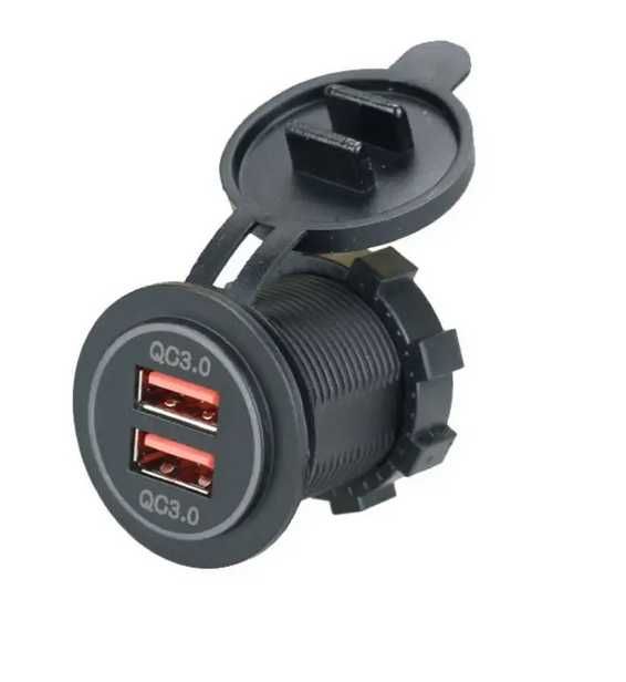 Розгалужувач. Автомобільна розетка 2 USB QC3.0 швидка зарядка 12-24V