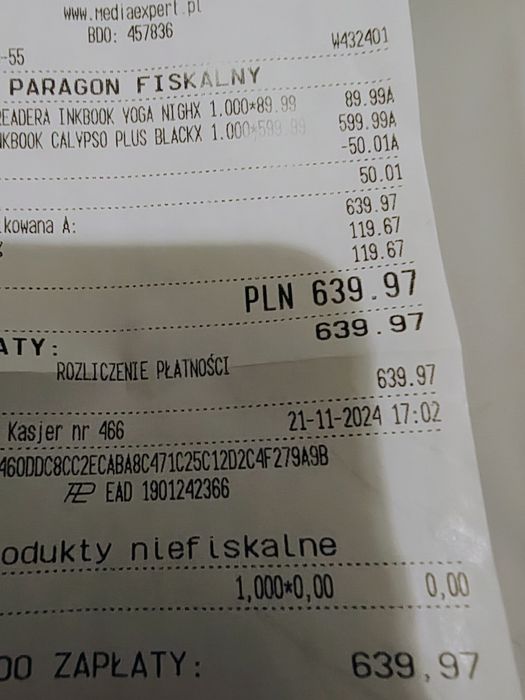 Inkbook Calypso Plus - nietrafiony prezent -na gwarancji+ etui