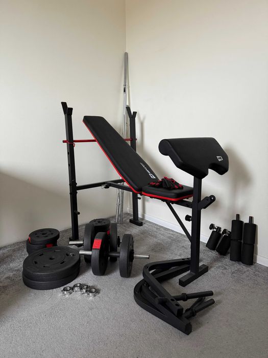 Zestaw kulturystyczny Premium 75kg z ławką - Stan Idealny.