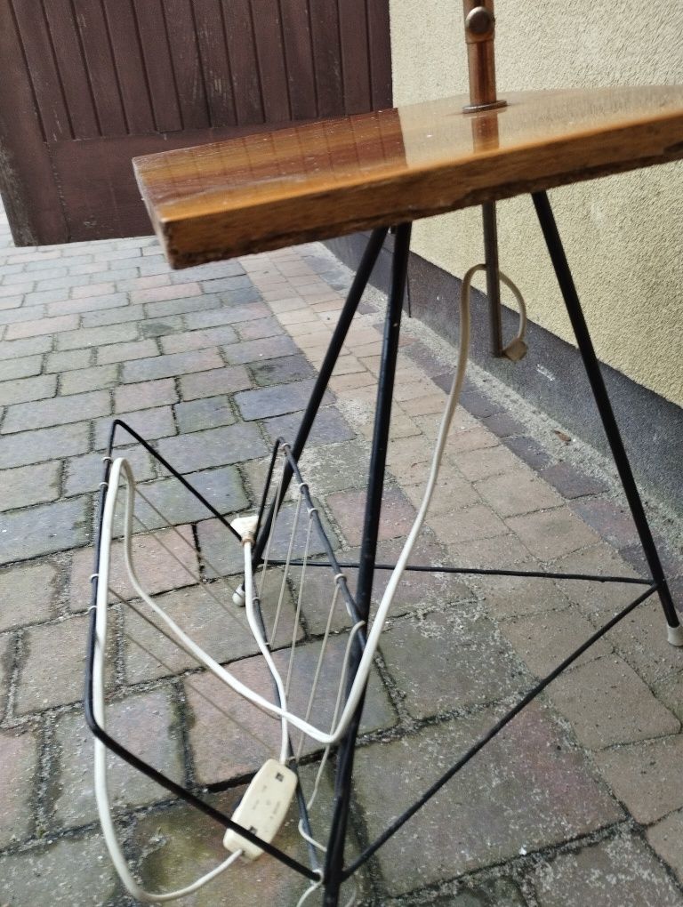 Lampka nocna z abażurem, retro, z PRL, stoliczek, regulacja, loft