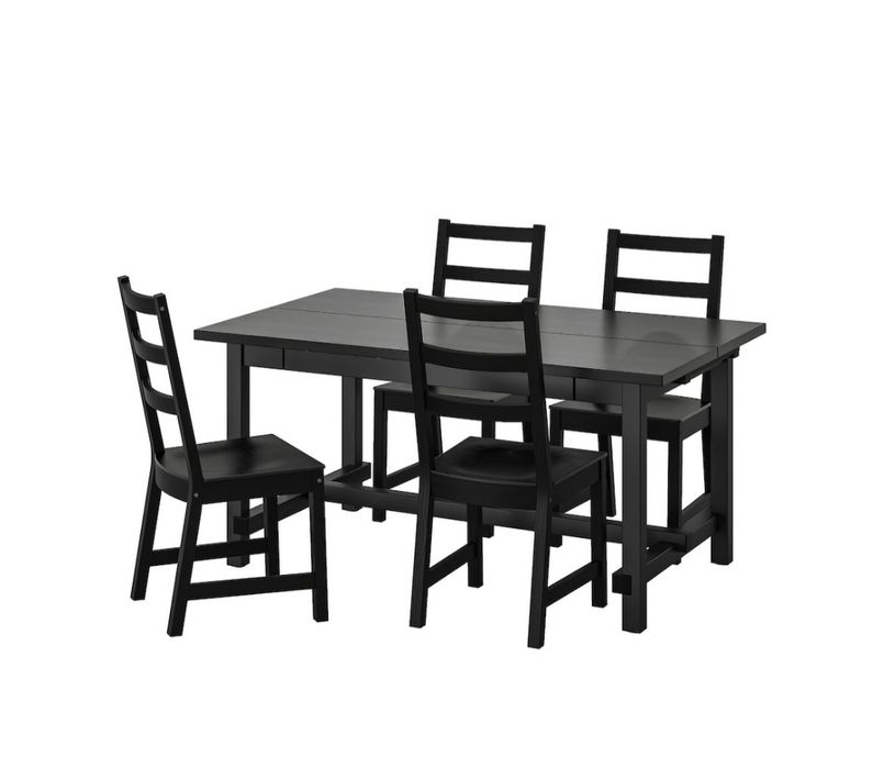 Mesa Ikes com 4 Cadeiras Preto Nordviken